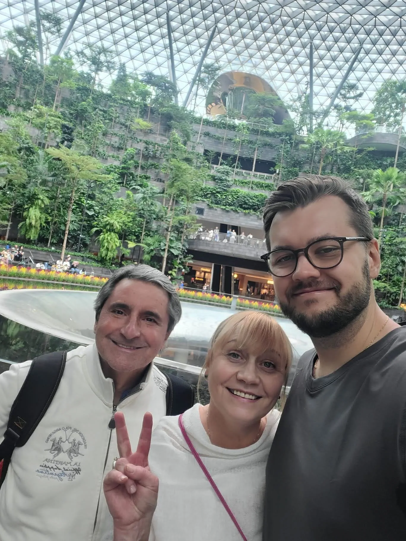 Family reunion at Changi Airport in Singapore